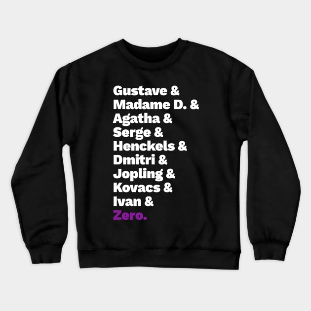 Grand Budapest List Crewneck Sweatshirt by LanfaTees